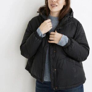Madewell Black Chevron Packable Puffer Jacket Women’s XXS Lightweight & Warm